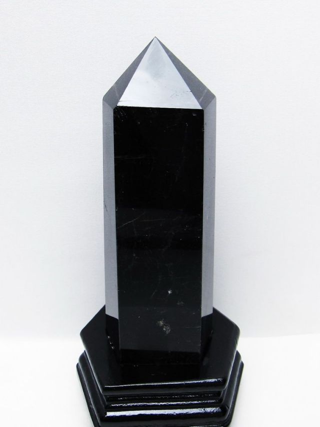 1.5Kg モリオン 純天然 黒水晶 六角柱 [t43-8975]