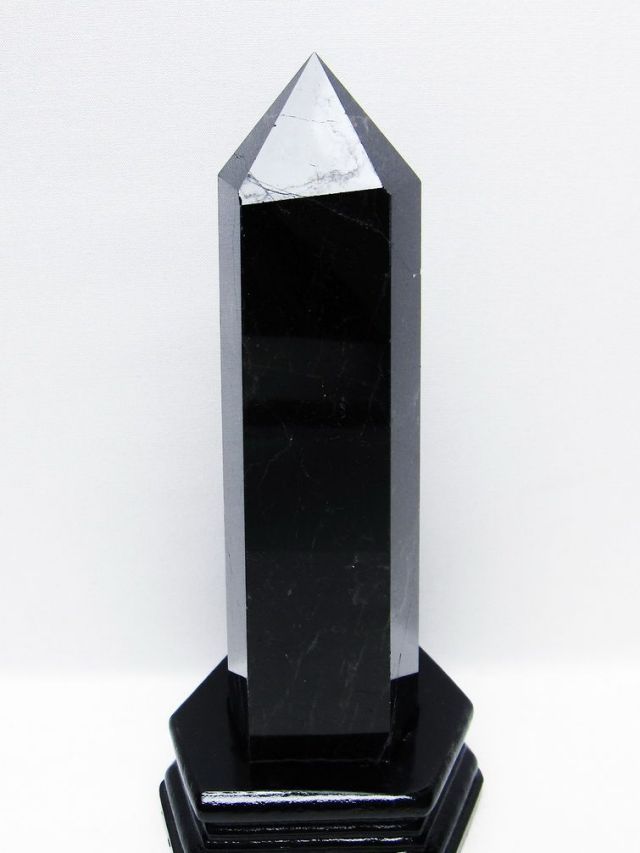 モリオン 純天然 黒水晶 六角柱 [t43-8976]