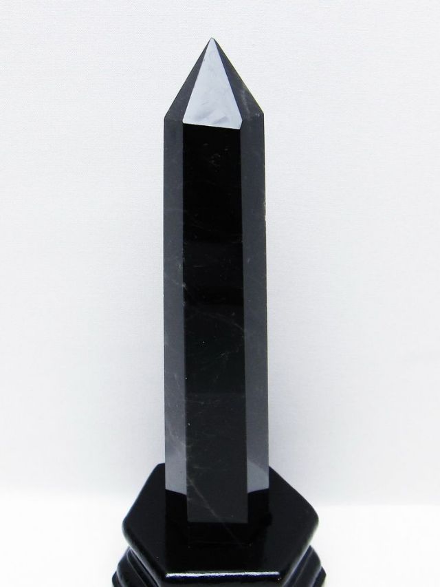 モリオン 純天然 黒水晶 六角柱 [t43-8978]