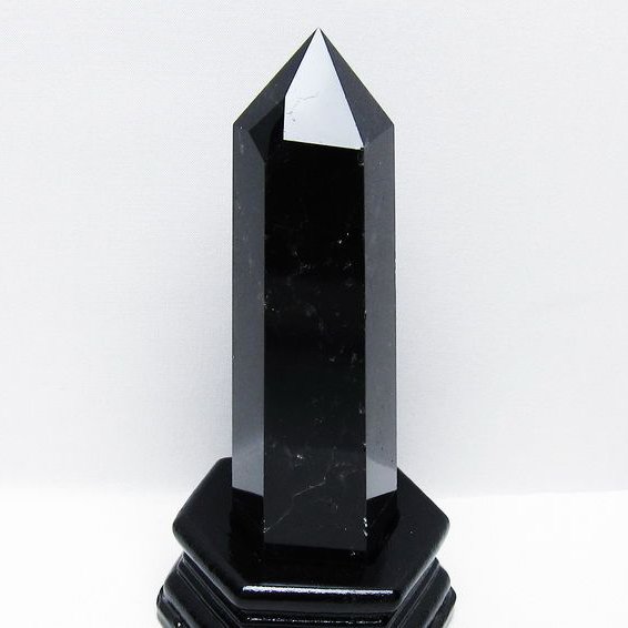 モリオン 純天然 黒水晶 六角柱 [t43-8979]
