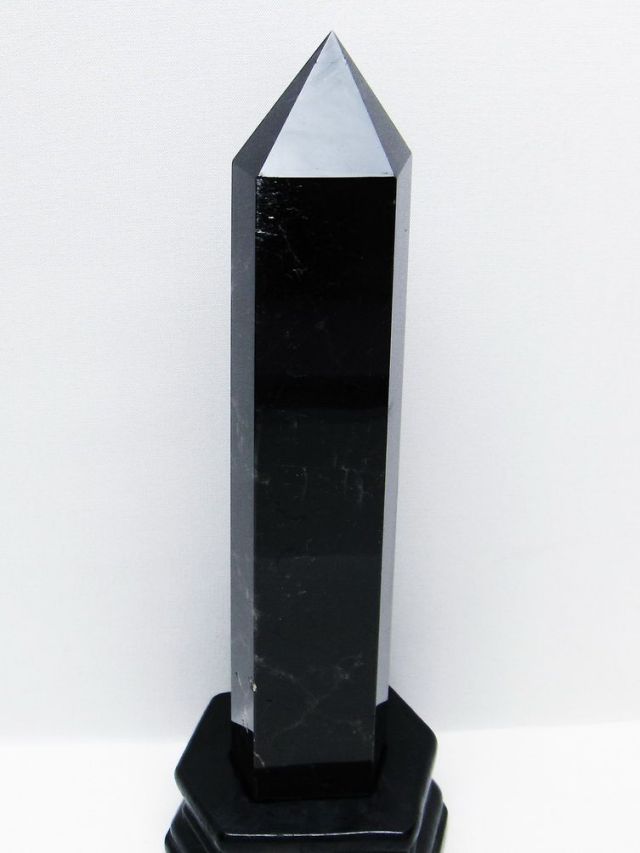 1Kg モリオン 純天然 黒水晶 六角柱 [t43-8985]