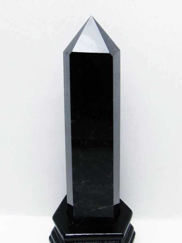 1.3Kg モリオン 純天然 黒水晶 六角柱 [t43-8986]