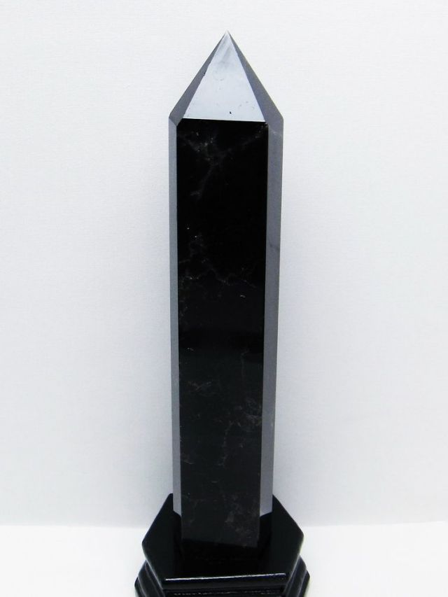 1.4Kg モリオン 純天然 黒水晶 六角柱 [t43-8989]