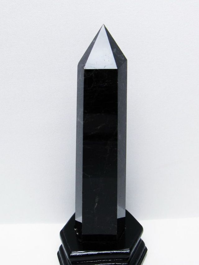 モリオン 純天然 黒水晶 六角柱 [t43-8991]