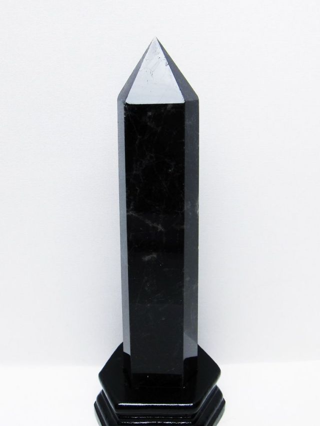 1.1Kg モリオン 純天然 黒水晶 六角柱 [t43-8993]