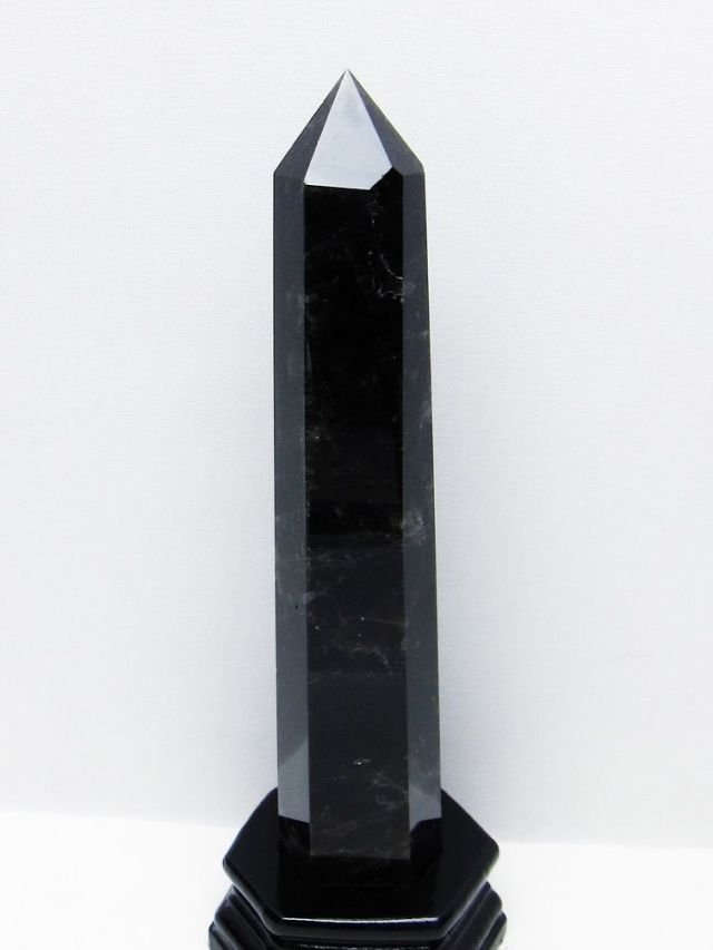 モリオン 純天然 黒水晶 六角柱 [t43-8995]