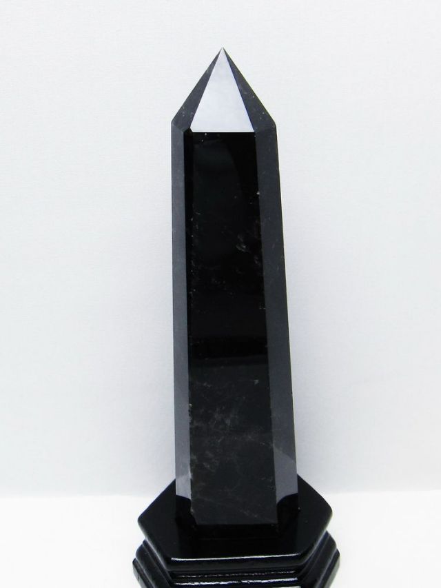 1.2Kg モリオン 純天然 黒水晶 六角柱 [t43-8996]