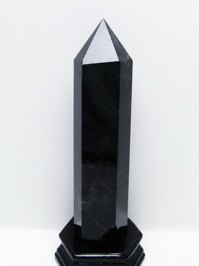 1.3Kg モリオン 純天然 黒水晶 六角柱 [t43-8997]