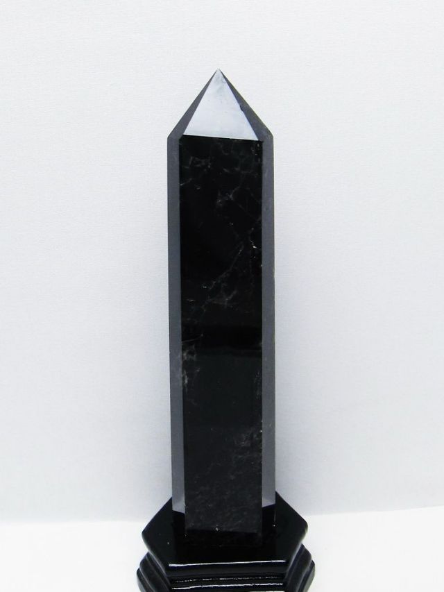 1.1Kg モリオン 純天然 黒水晶 六角柱 [t43-9000]