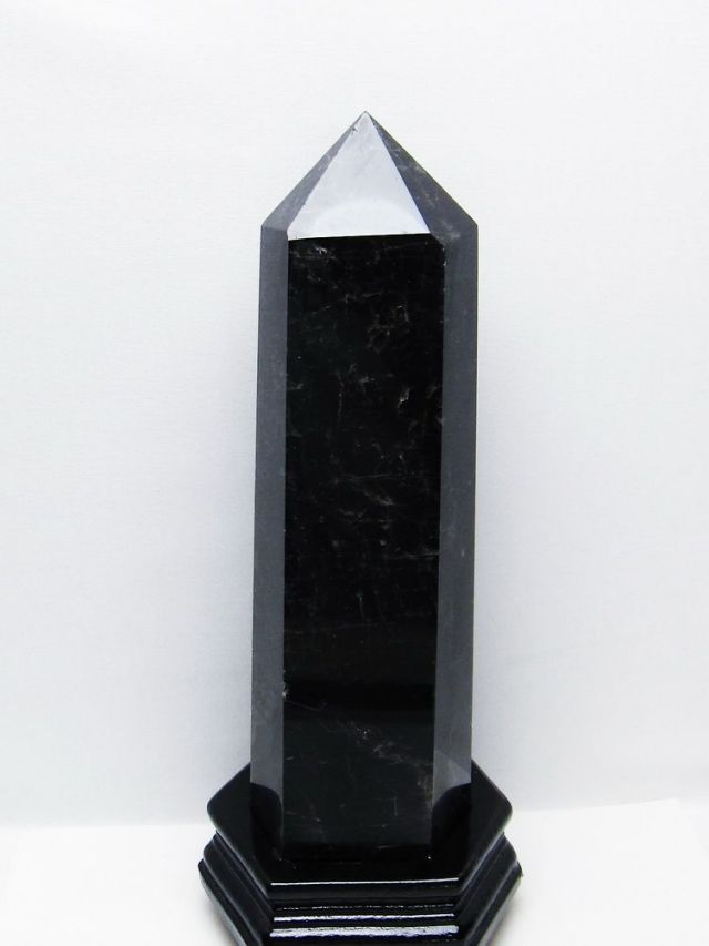 3Kg モリオン 純天然 黒水晶 六角柱 [t43-9002]