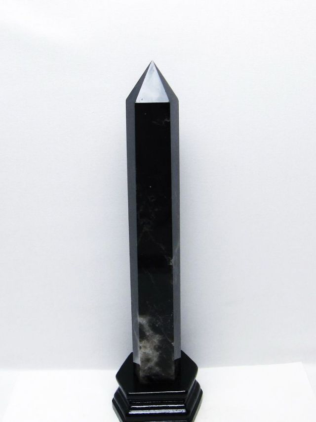 1.2Kg モリオン 純天然 黒水晶 六角柱 [t43-9004]