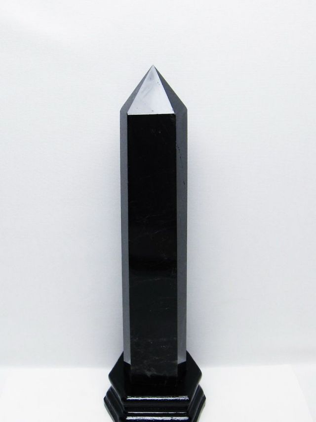 1.8Kg モリオン 純天然 黒水晶 六角柱 [t43-9005]