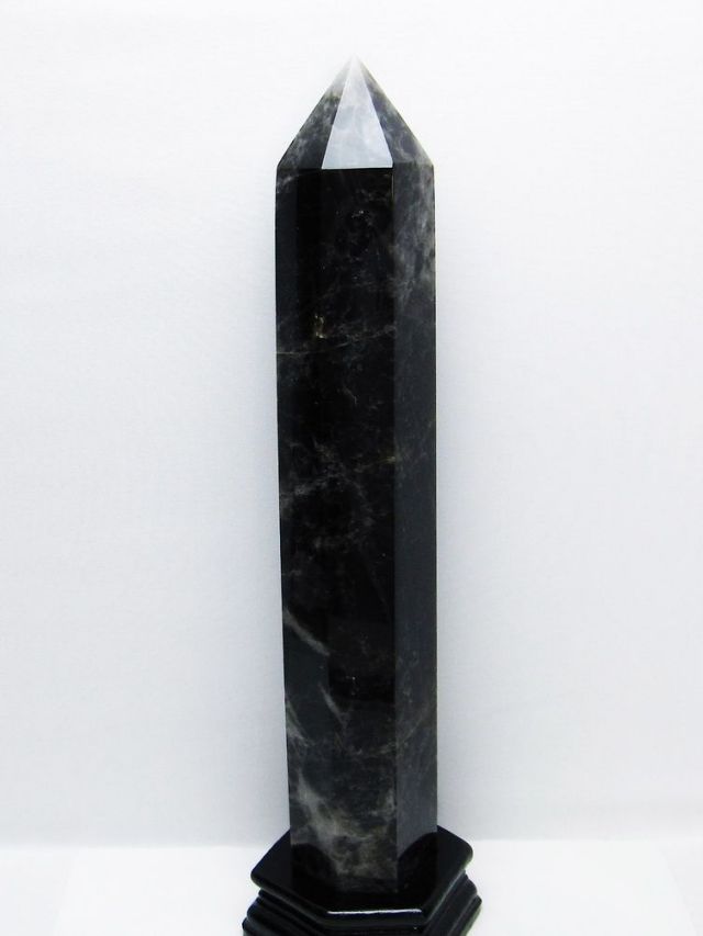 2.3Kg モリオン 純天然 黒水晶 六角柱 [t43-9015]