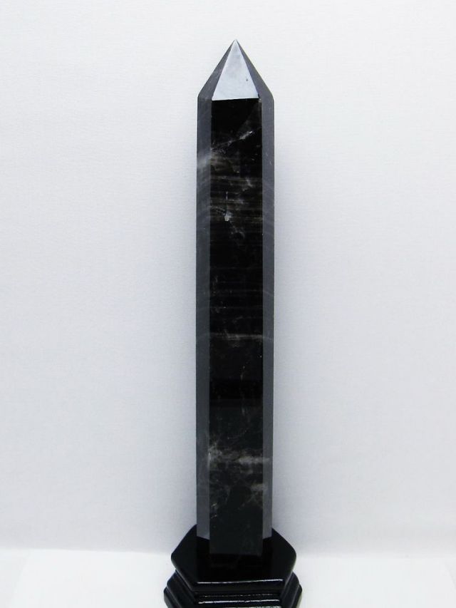 1.3Kg モリオン 純天然 黒水晶 六角柱 [t43-9016]