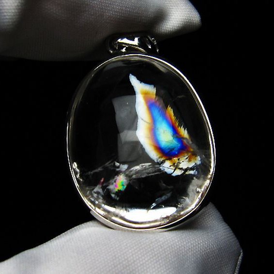 アイリスクォーツ 虹入り レインボー水晶 ペンダント [T436-2147]