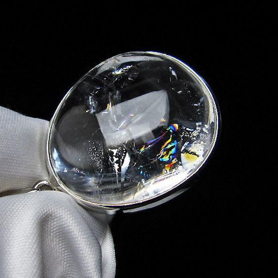アイリスクォーツ 虹入り レインボー水晶 ペンダント [T436-2563]