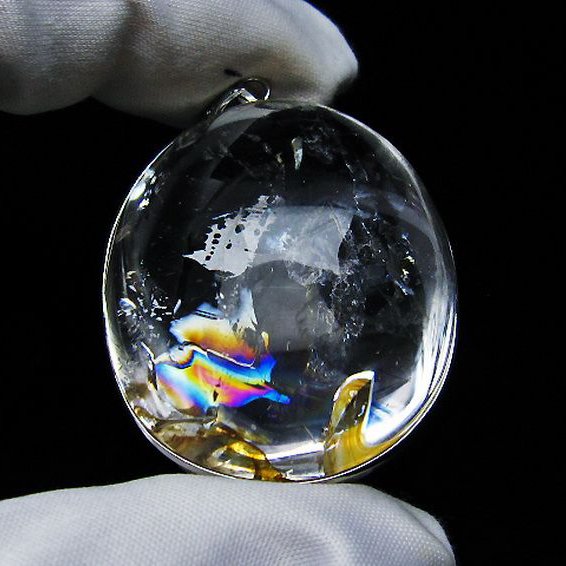 アイリスクォーツ 虹入り レインボー水晶 ペンダント [T436-2750]