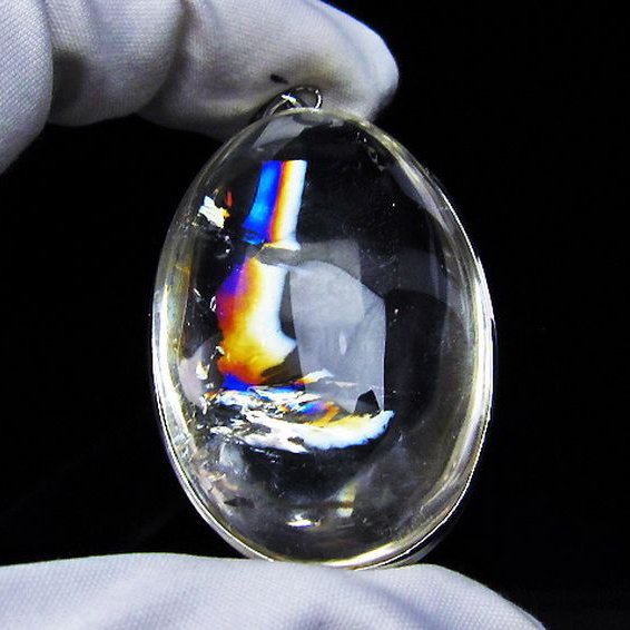 虹入り ライトニング水晶 ペンダント [T436-2760]