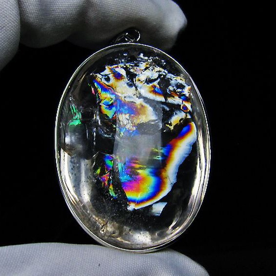 アイリスクォーツ 虹入り レインボー水晶 ペンダント [T436-2798]