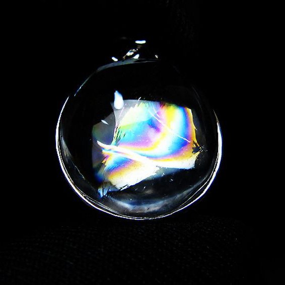 アイリスクォーツ 虹入り レインボー水晶 ペンダント [t436-3124]