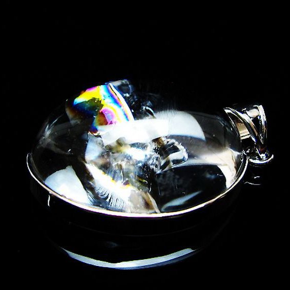 アイリスクォーツ 虹入り レインボー水晶 ペンダント [t436-3136]