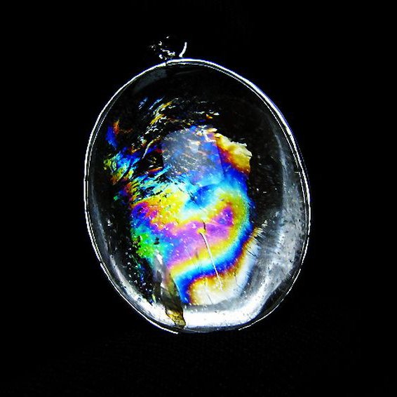 アイリスクォーツ 虹入り レインボー水晶 ペンダント [t436-3146]