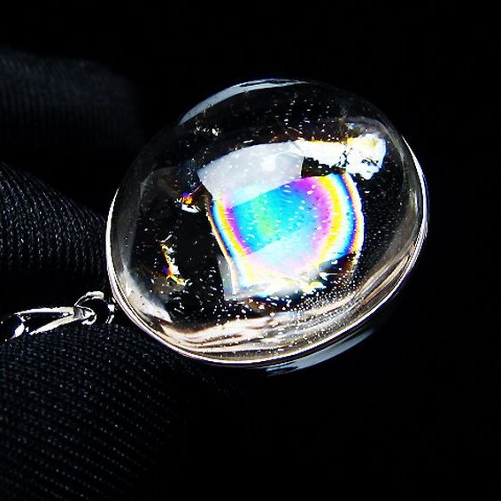 アイリスクォーツ 虹入り レインボー水晶 ペンダント [t436-3164]