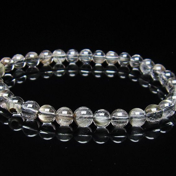 放射プラチナルチルクォーツ ブレスレット  6mm [T437-2356]