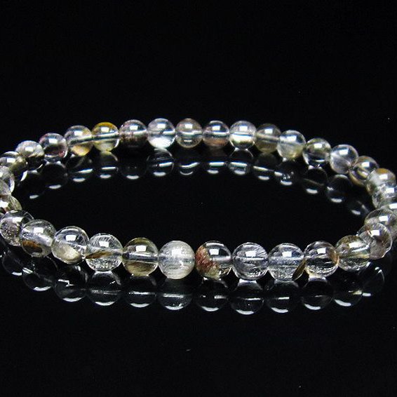 放射プラチナルチルクォーツ ブレスレット  6mm [T437-2384]