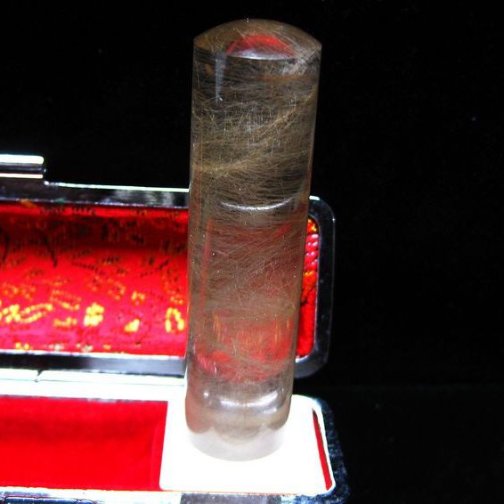 豪華金針ルチル水晶 印材　※別途料金で篆刻可能 15mm [t44-535]