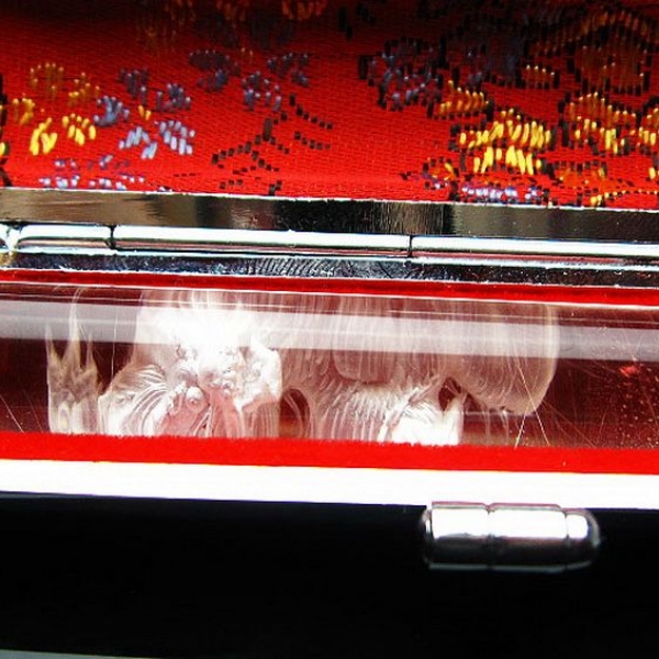 ルチル水晶 中彫り 龍 印材　12mm [T45-34]