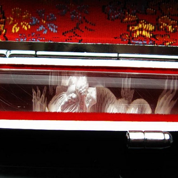 ルチル水晶 中彫り 龍 印材　12mm [T45-39]