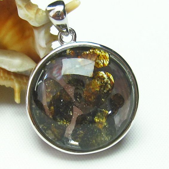 パラサイト隕石 かんらん石 ペンダント [T453-2604]