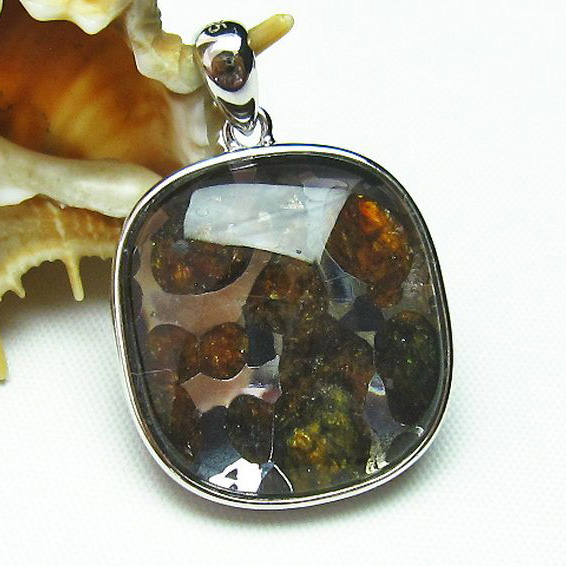 パラサイト隕石 かんらん石 ペンダント T453 2798