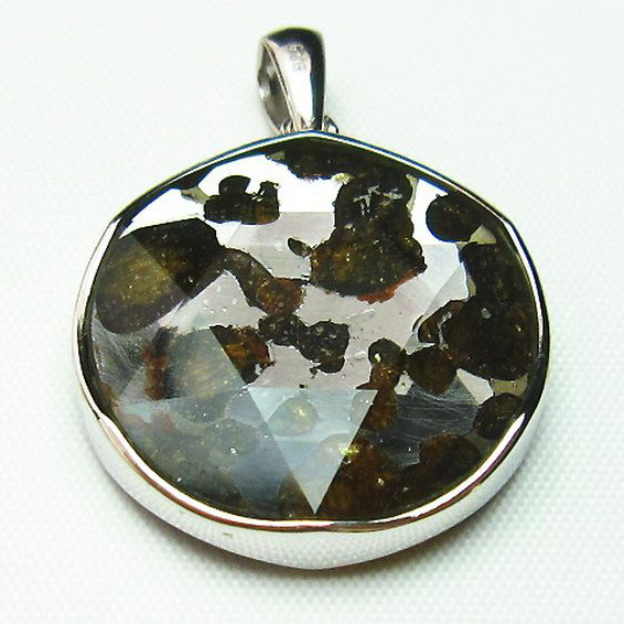 パラサイト隕石 かんらん石 大衛星 ペンダント [T453-2902]