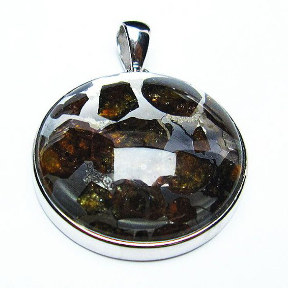 パラサイト隕石 かんらん石  ペンダント [T453-3140]