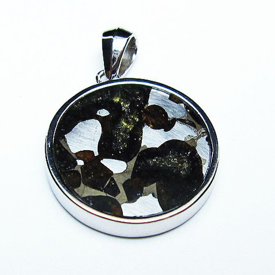 パラサイト隕石 かんらん石  ペンダント [T453-3189]