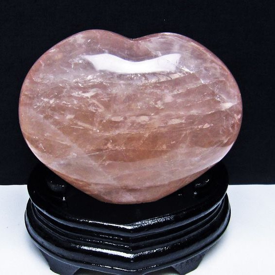 1.1Kg ローズクォーツ ハート 置物[T456-13593]