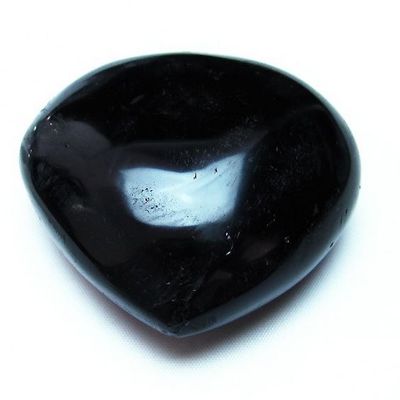 モリオン 純天然 黒水晶 ハート  置物[T457-3127]