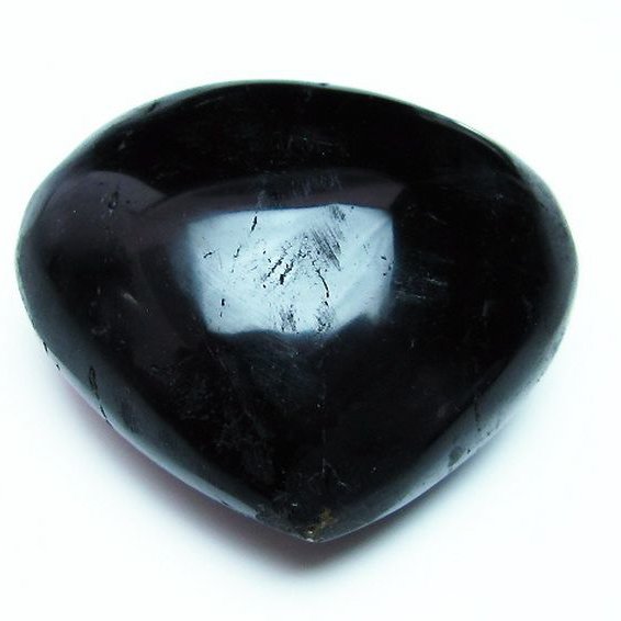 モリオン 純天然 黒水晶 ハート 置物[T457-3293]