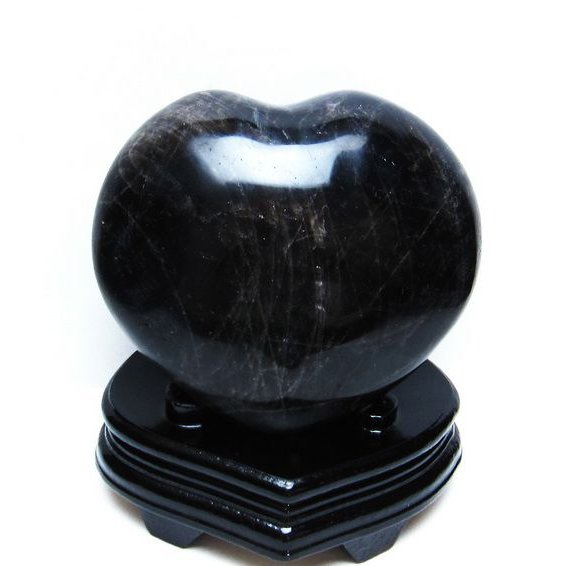 2.7Kg モリオン 純天然 黒水晶 ハート  置物[T457-3773]