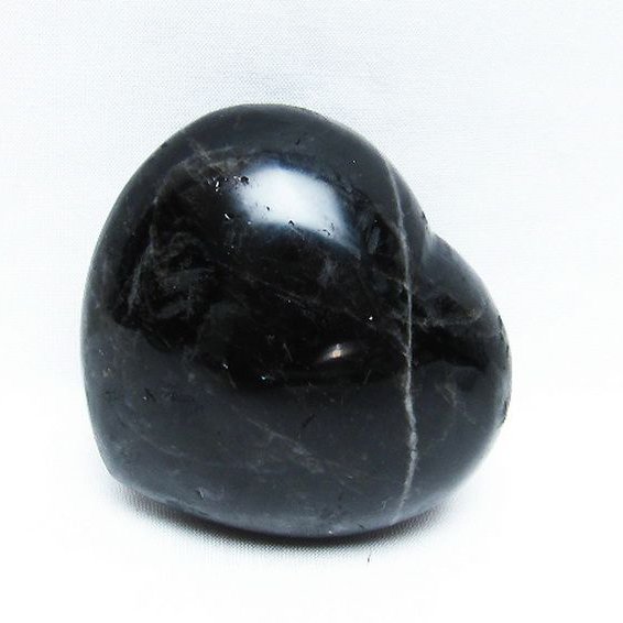 モリオン 純天然 黒水晶 ハート 置物[T457-4096]