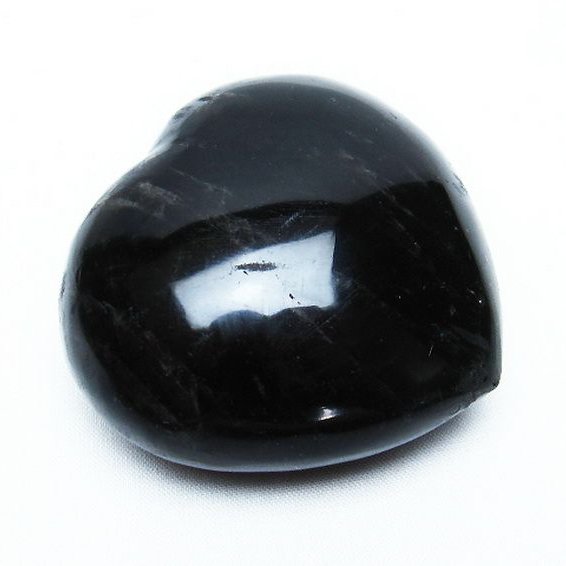 モリオン 純天然 黒水晶 ハート 置物[T457-4121]