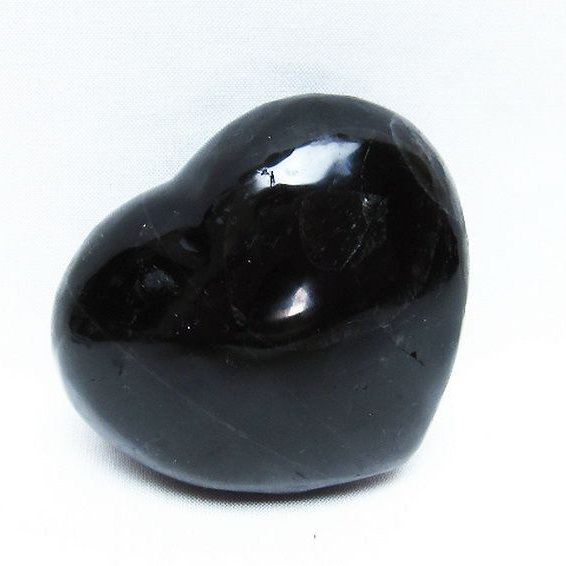 モリオン 純天然 黒水晶 ハート 置物[T457-4135]