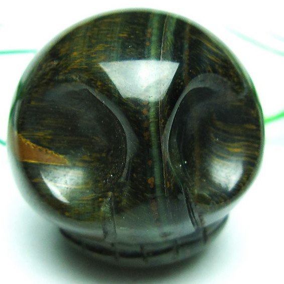 タイガーアイ ドクロ 置物[T464-236]