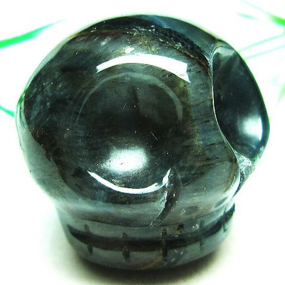 タイガーアイ ドクロ 置物[T464-315]