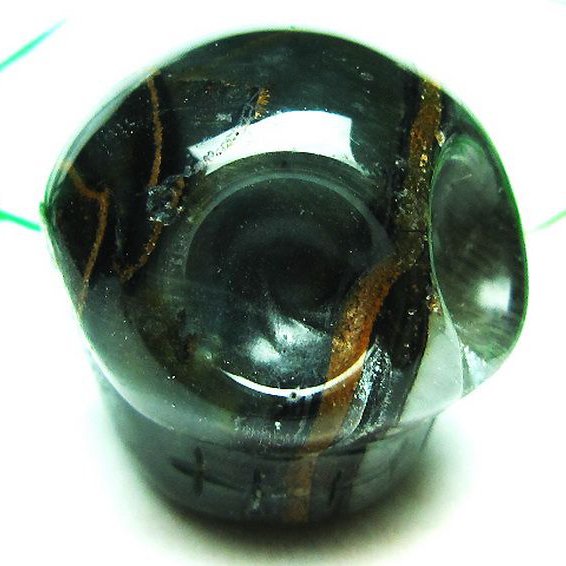 タイガーアイ ドクロ 置物[T464-345]