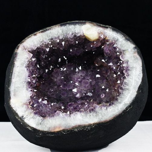 【天然石】25cm！ウルグアイ産アメジスト カルサイト￼共生 置き物 ウルグアイ産 アメジスト ドーム カペーラ クラスター カルサイト共生