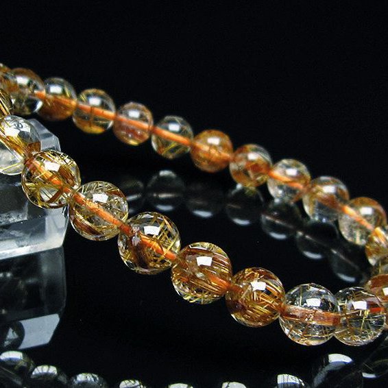 ゴールドタイチンルチル ブレスレット 8mm [T473-4448]