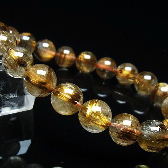 ゴールドタイチンルチル ブレスレット 9mm [T473-4767]